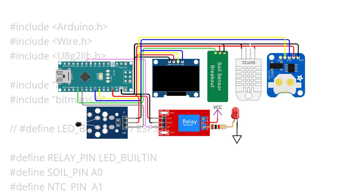 Soil Monitoring and Management - Arduino Nano OLED simulation