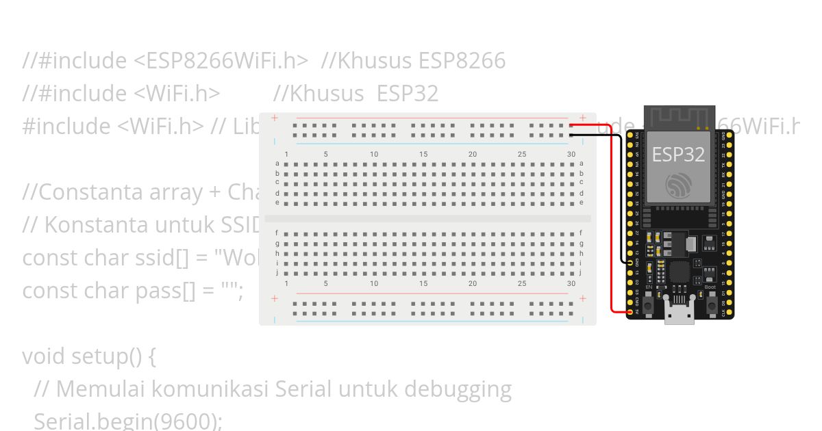 Kelas IoT - 61. Menghubungkan ESP32 ke Wifi simulation