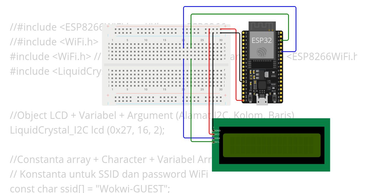 Kelas IoT - 62. Menampilkan Indikator WiFi ke LCD simulation