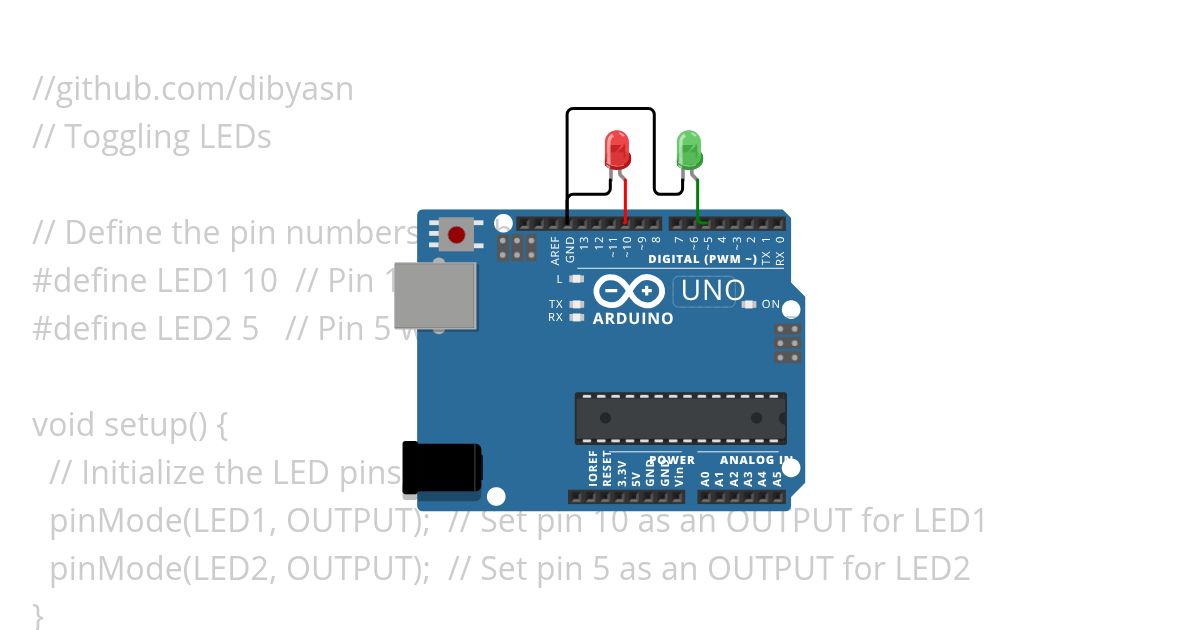 Toggling LEDs simulation