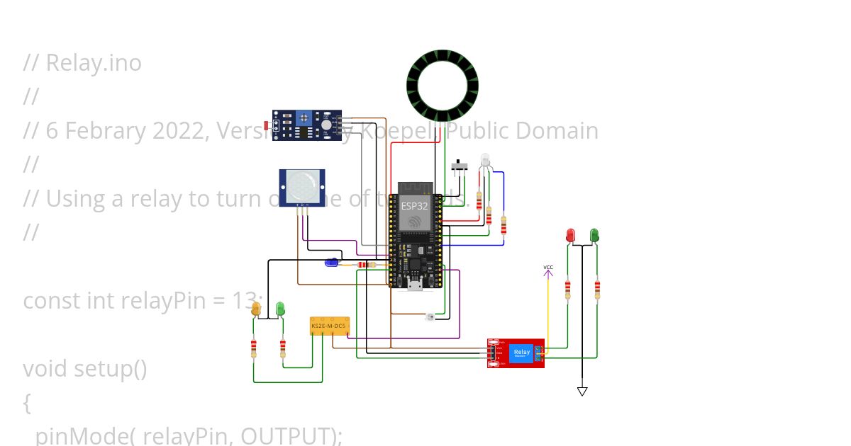 Test-ESP32-PIR-Photoresistor-Relay-RGBled-LED simulation