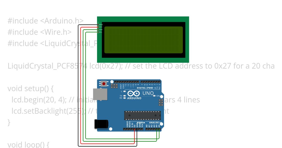 MQ-7+20x4 LCD simulation