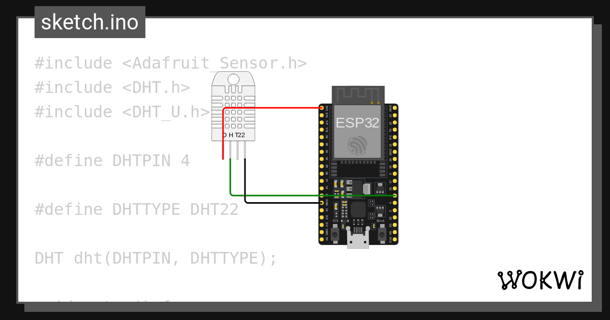 DHT22 with ESP32 - Wokwi ESP32, STM32, Arduino Simulator