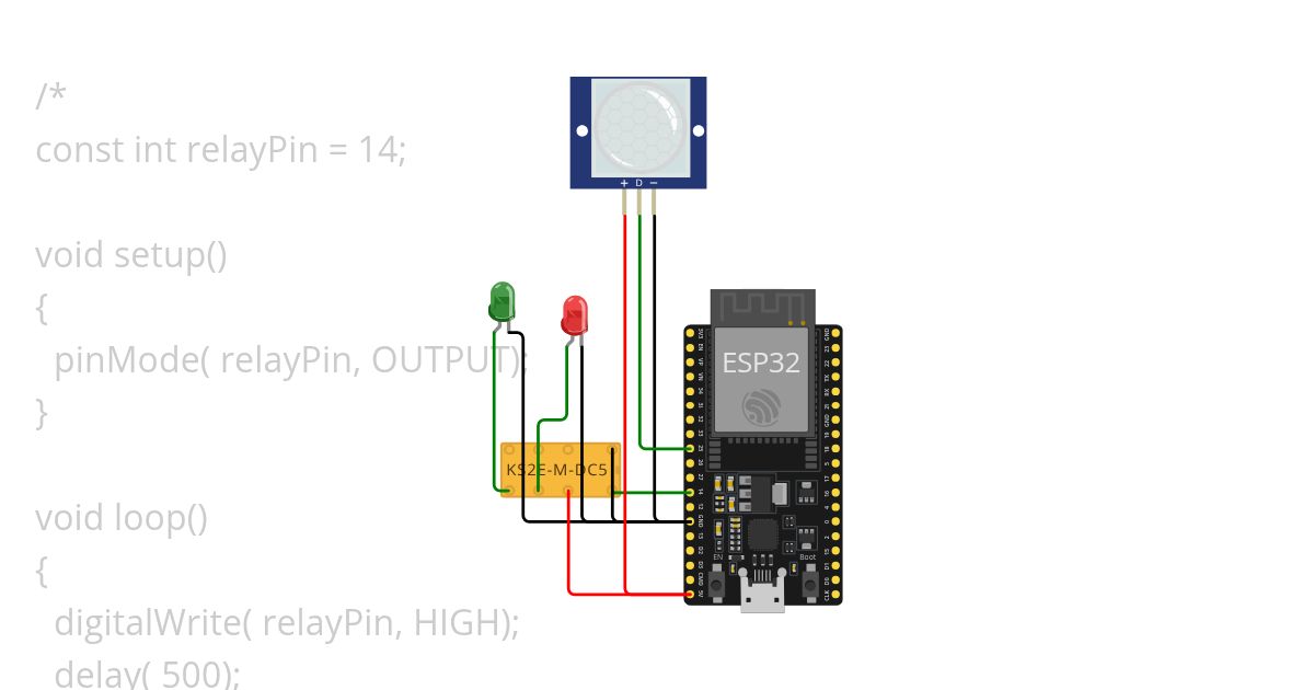 ESP32-Relay DPDT PIR simulation