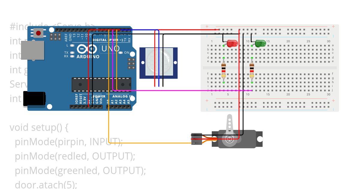 Pir servo led simulation