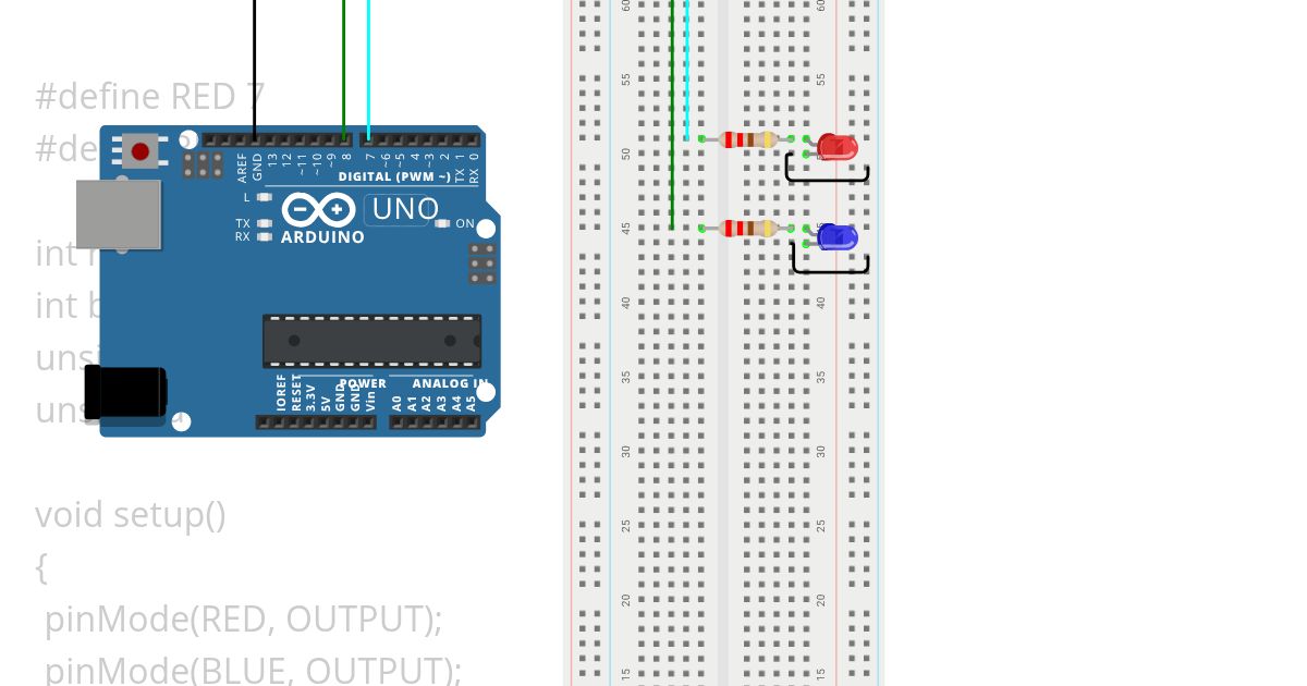 blue and red simulation