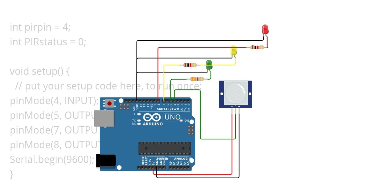 UJIAN PRAKTIK SENSOR SENSOR GERAK ARDUINO  simulation
