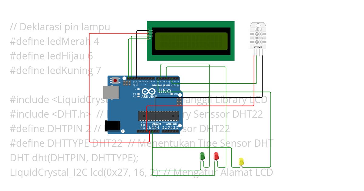 Arduino DHT22 LCD simulation