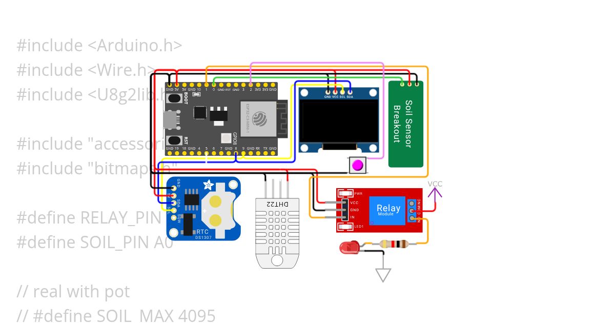 Soil Monitoring and Management - ESP32-C3 OLED simulation