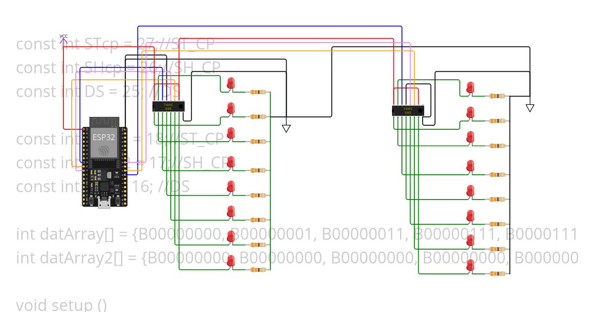 ESP32 74HC595 simulation