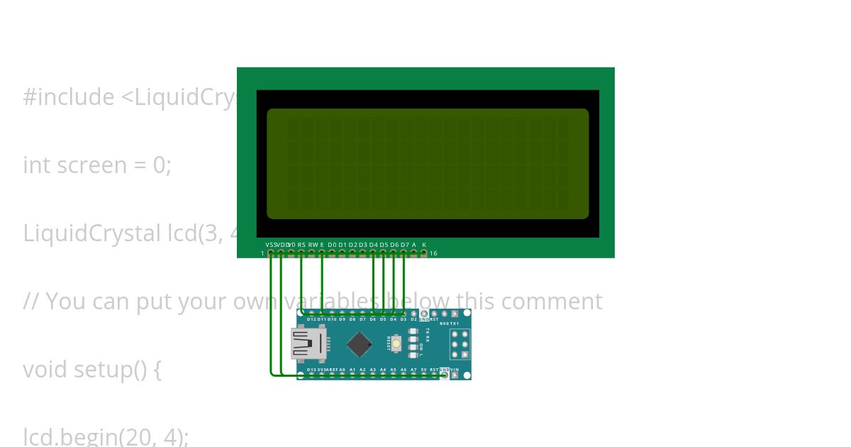 Universal 20x4 LCD foundation (with test loop) simulation