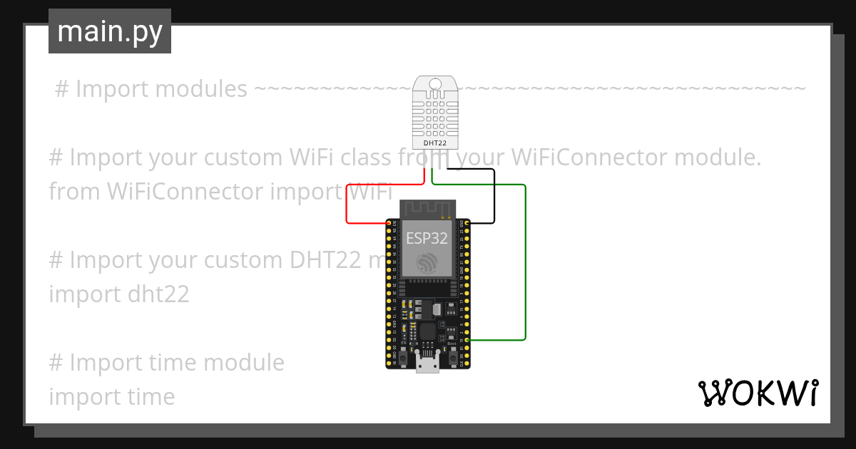 DHT22 WiFi Module Example - Wokwi ESP32, STM32, Arduino Simulator
