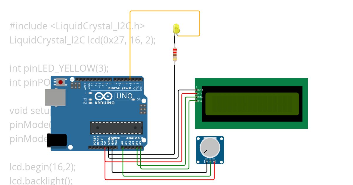 POTENTIO, LCD, LED simulation