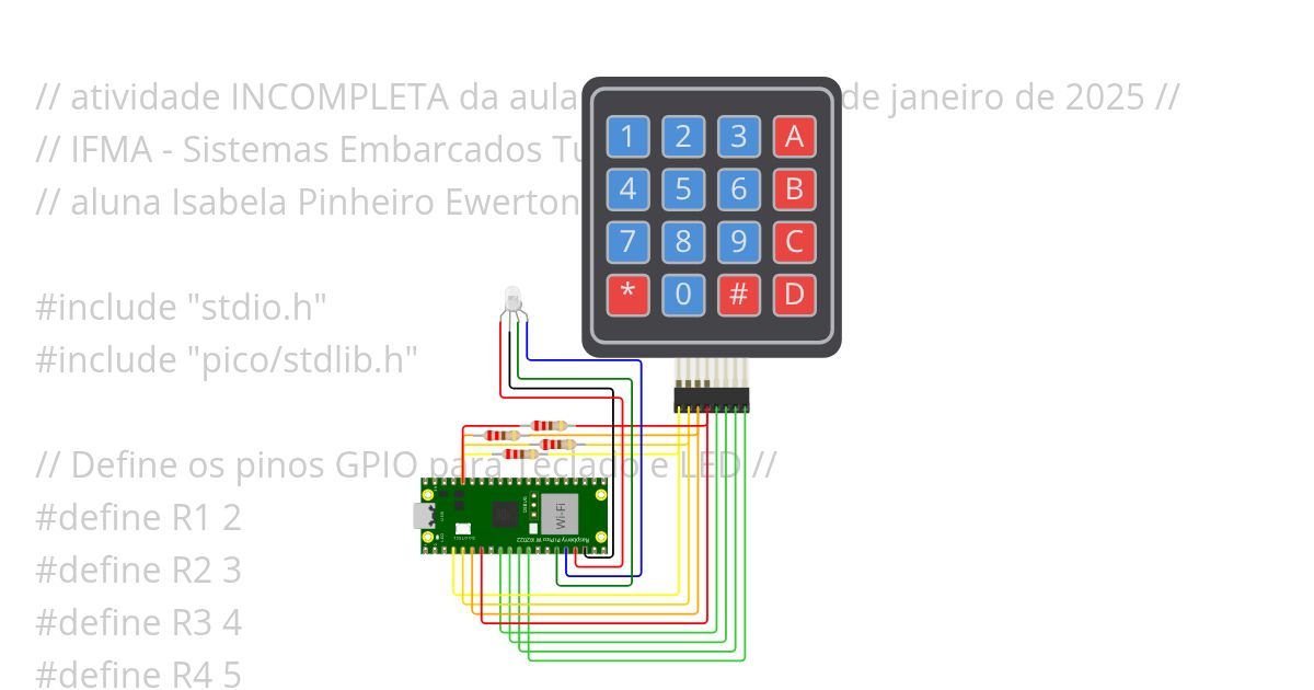 WiFi Scan - Pi Pico SDK Teclado  acende LED RGB-01 simulation