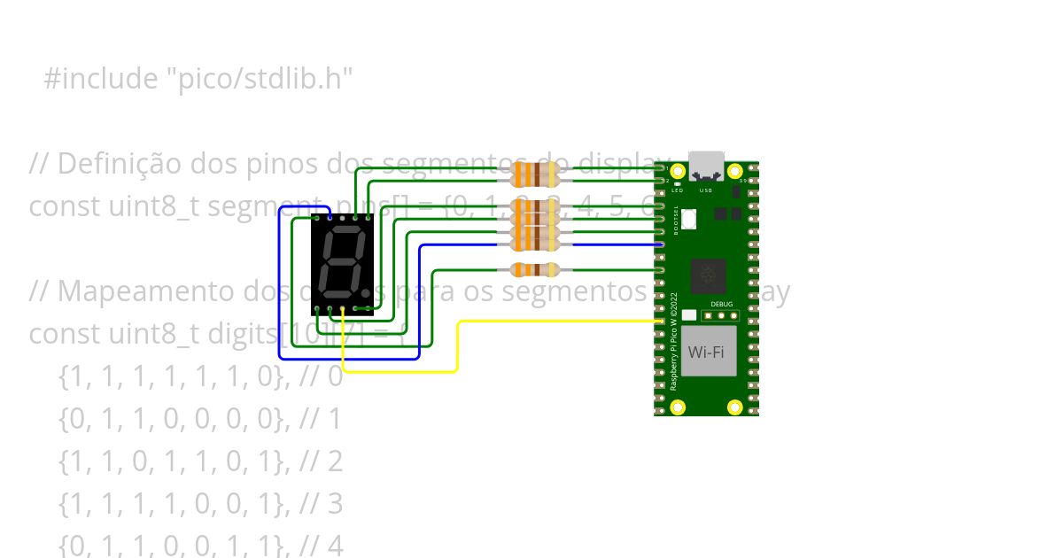 rp2040 - Display de 7 segmentos multi  simulation