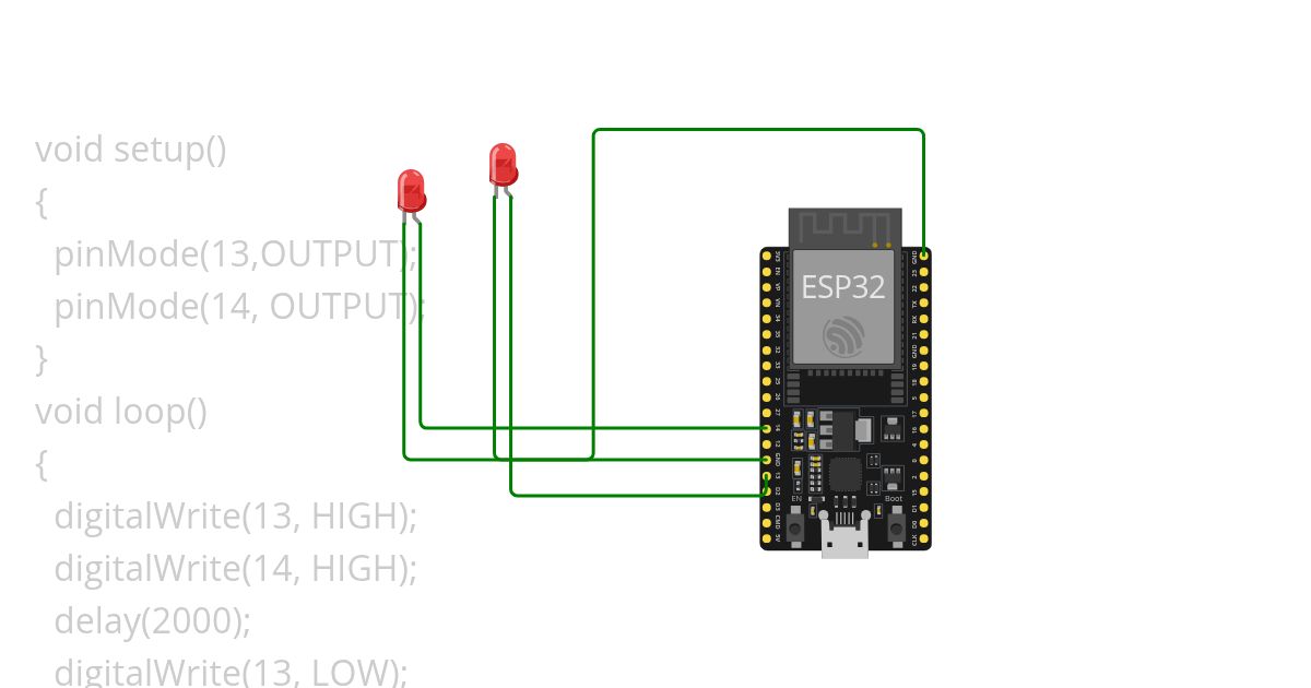 2 led blinking simulation