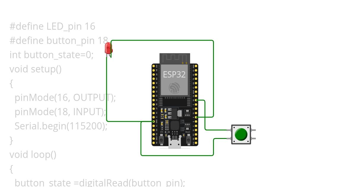 push button blinking simulation