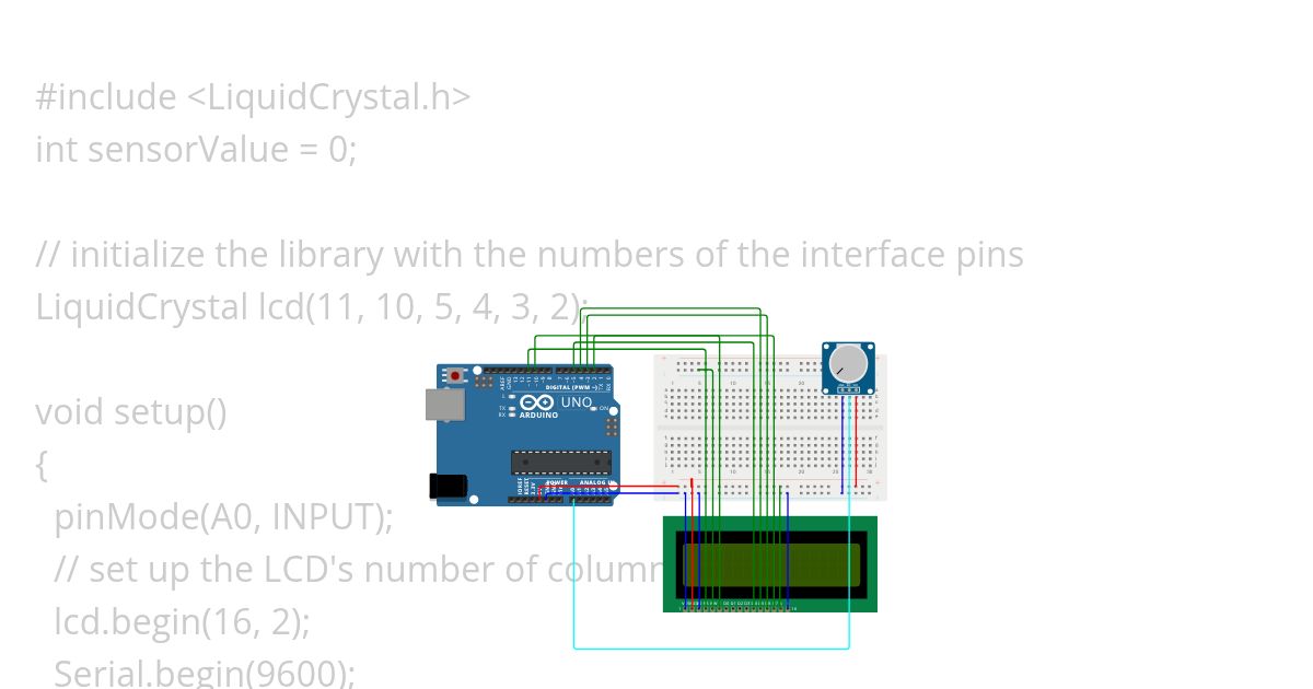 board uno + lcd + potentiometer new simulation