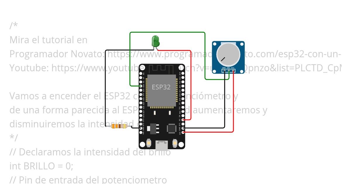 Led con potenciómetro simulation