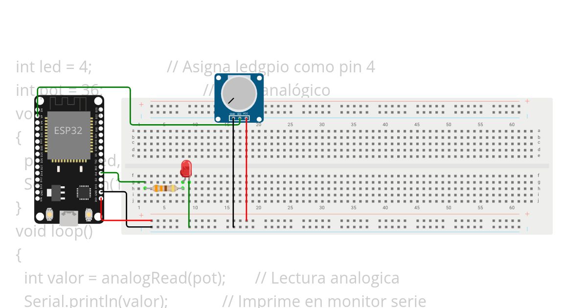 Encender Led con Potenciómetro simulation