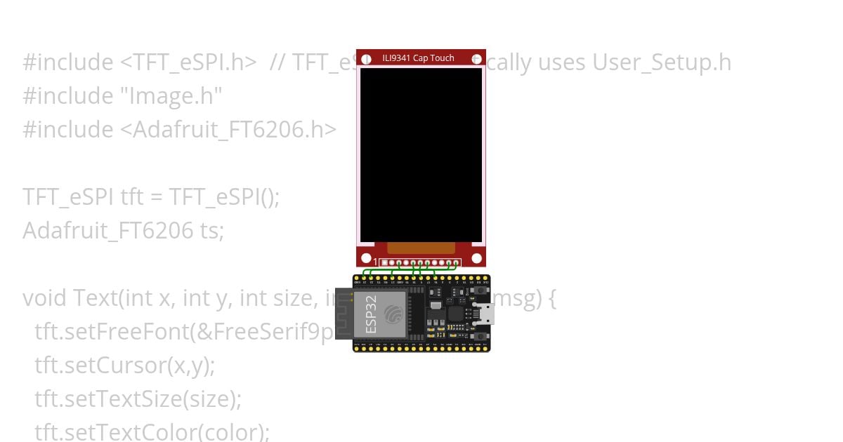 Showing image and Editing in TFT display using ESP32 Very quickly simulation