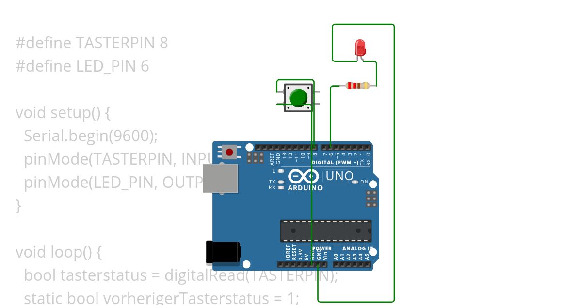 Laborübung 2 - BUTTONSTATE Entprellt mit millis() Copy simulation