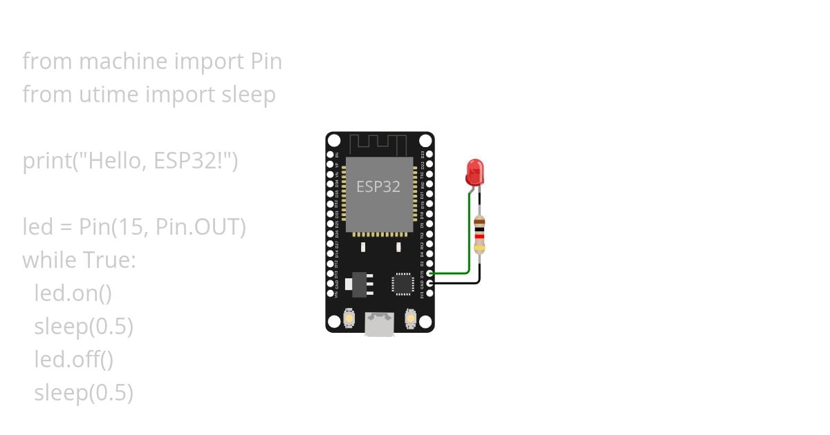 MicroPython ESP32 - Gestione di un LED -  1 simulation