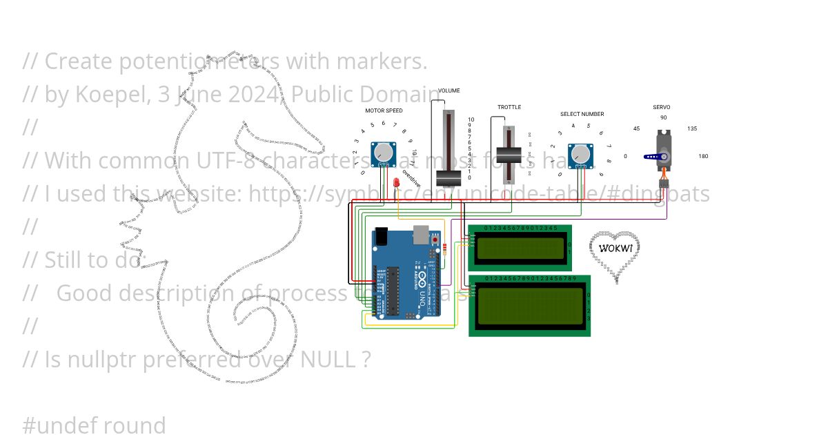 A potentiometer with markers. Copy simulation