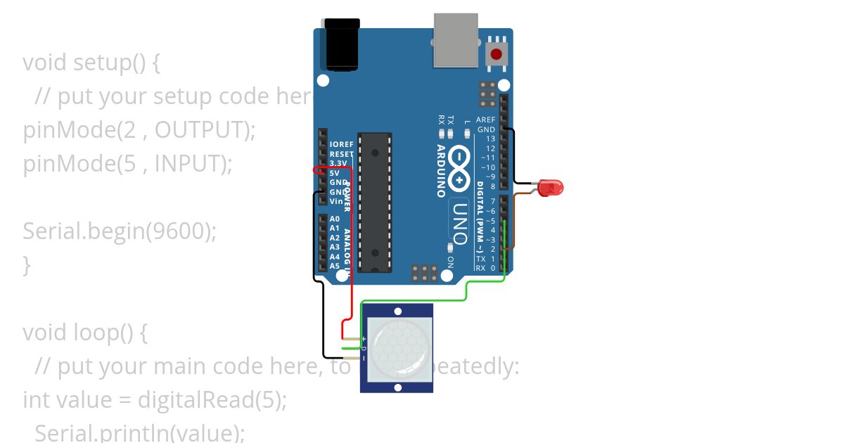 PIR Motion Sensor (Passive Infrared Sensor) simulation