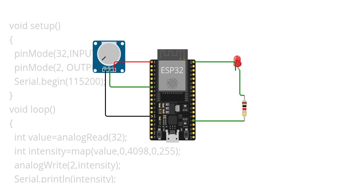 interfacing potentiometer with esp32 simulation