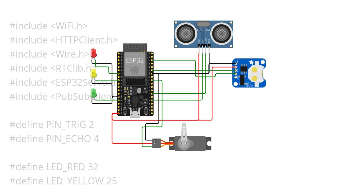 UAS Pa Dadan - Sensor Ultrasonic, RTC, Servo dan Led Waduk Simulation - By Izal simulation