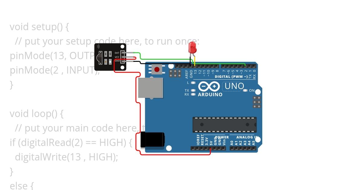 Write a program in Arduino UNO , To Interface an LED with IR sensor. simulation
