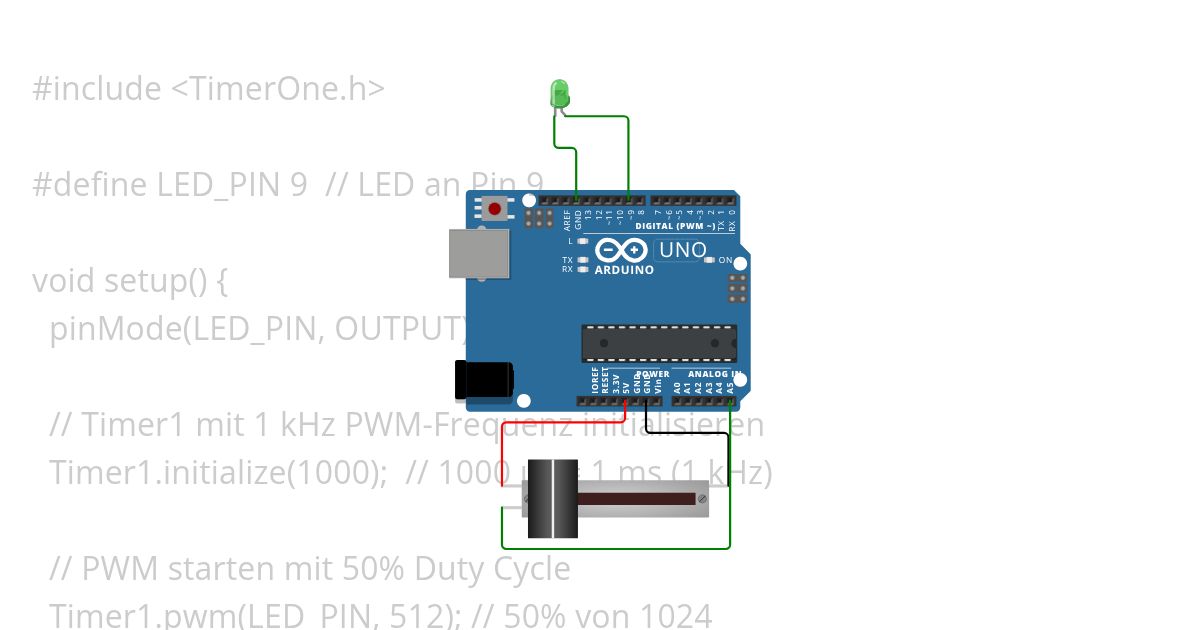 LEd Dimmen mit Poti PWM simulation