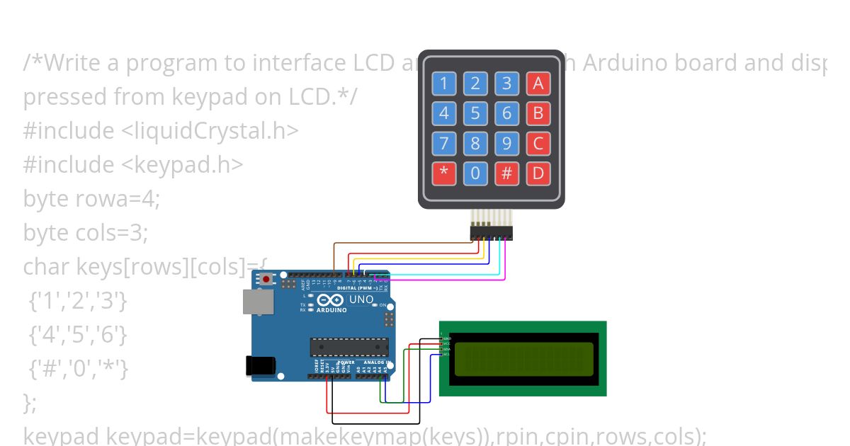 15,lcd and keypad , arduino simulation