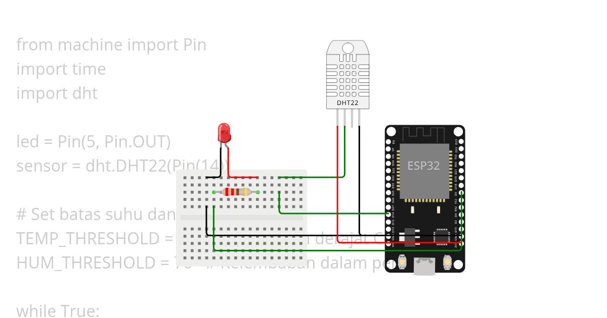 MicroPython DHT22 Sensor (ESP32) Copy simulation
