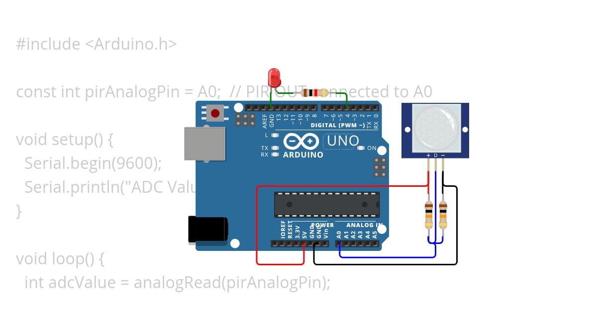 UNO WITH PIR SENSOR simulation