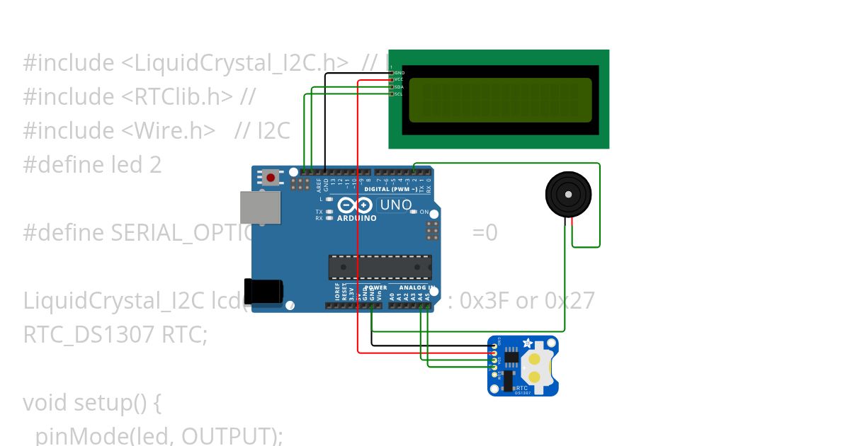 RTC LCD CLOCK + led simulation