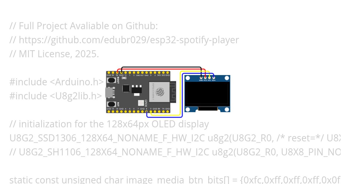Spotify Player - ESP32C3 OLED simulation