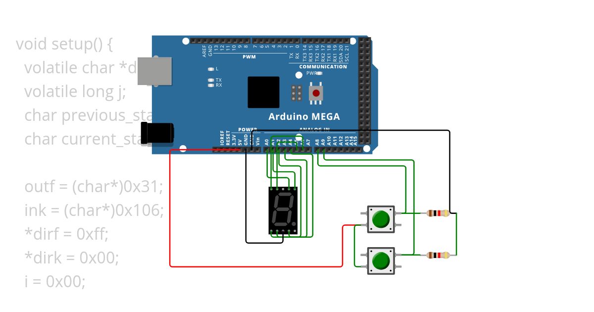 Push button and 7 segment Copy simulation