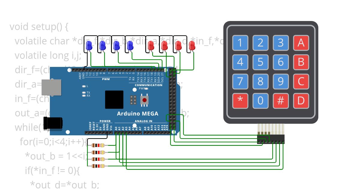 Matrix Keypad with Arduio Mega simulation