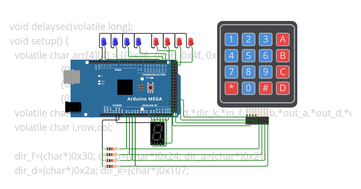 Matrix Keypad and 7 segment simulation