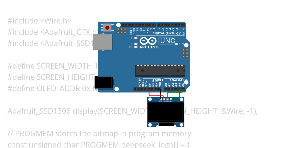 Deepseek logo on a I2C 128*64 OLED simulation