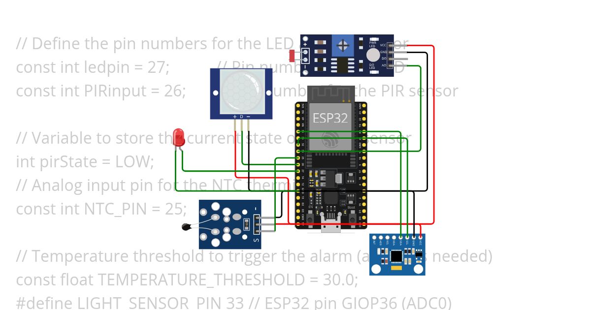 pir motion sensor,LDR snesor,MPU6050 Accelerometer,NTC simulation