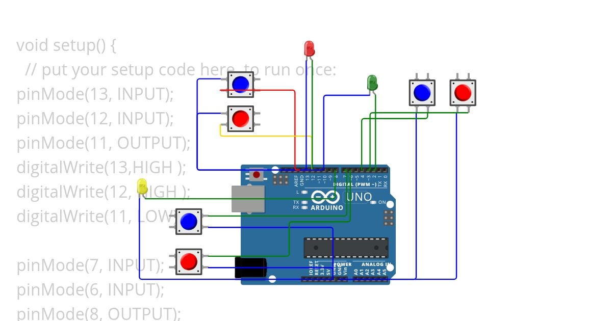 6 Button 3 LED, 2 Button/1 LED simulation