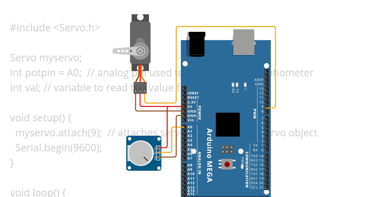 controlling servo via potentiometer simulation