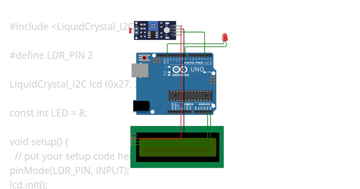 sensor cahaya dengan LED  simulation