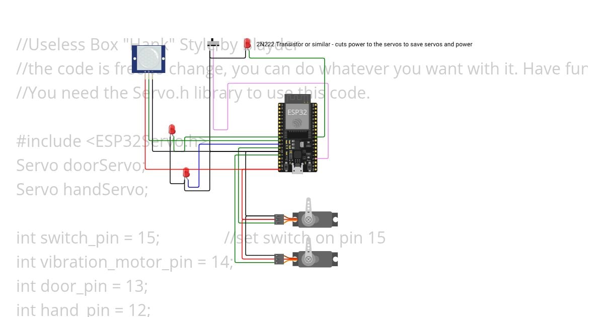 ESP32 USELESS BOX 2N2222 simulation