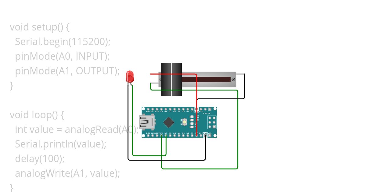 arduino nano + potentiometer simulation