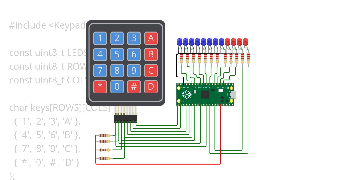 Pico Keypad with LEDs Copy simulation