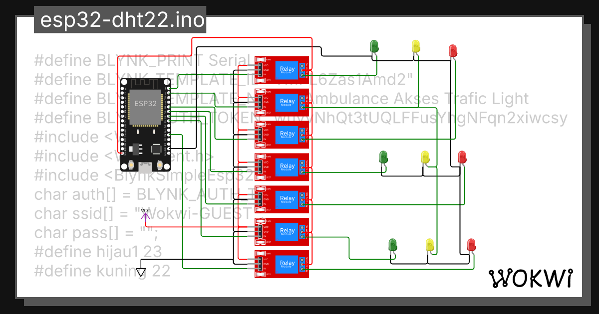 Ambulance Akses Trafic Light2 - Wokwi ESP32, STM32, Arduino Simulator